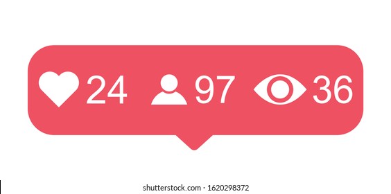 View, user and like popular icon notification symbol. Button for social media