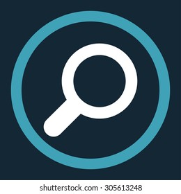 View vector icon. This rounded flat symbol is drawn with blue and white colors on a dark blue background.