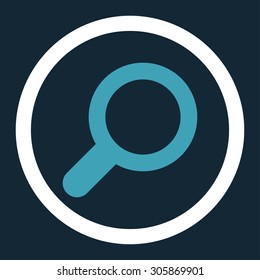 View vector icon. This rounded flat symbol is drawn with blue and white colors on a dark blue background.