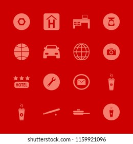 view vector icons set. with kitchen scale, pan, hotel sign and wrench in set