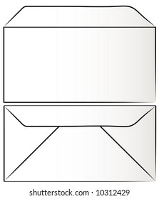 view of white envelope from the front and back - vector