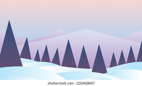 VER UNA EXPANSIÓN BLANCA DE NIEVE EN UN BOSQUE PINO es una ilustración vectorial que muestra una vista
bosque de pinos cubierto de espesa nieve. En cuanto a las grandes colinas cubiertas de nieve.