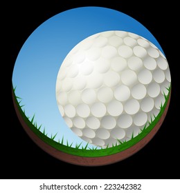 View the white golf ball from inside golf court hole in illustration vector (EPS10 separate part by part)