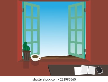 View in the window. Atmosphere to relax during the work.