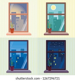 view from the window at different times of day