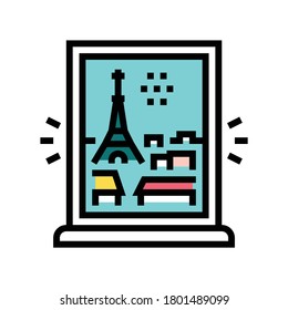 view from window on paris color icon vector. view from window on paris sign. isolated symbol illustration