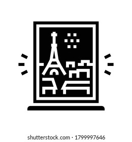 view from window on paris glyph icon vector. view from window on paris sign. isolated contour symbol black illustration