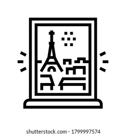 view from window on paris line icon vector. view from window on paris sign. isolated contour symbol black illustration