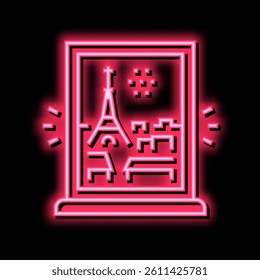 view from window on paris neon light sign vector. view from window on paris illustration