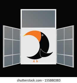 view from the window from the parrot vector illustration