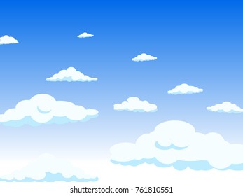View from the window to the sky, the clouds. Long flight. Vector illustration