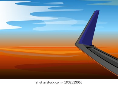 View of wing airplane flying in the sky 