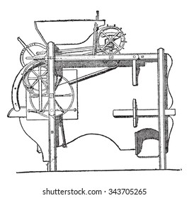 View of winnower Hornsby, vintage engraved illustration. Industrial encyclopedia E.-O. Lami - 1875.
