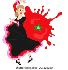 The view of woman is flamenco dancing  