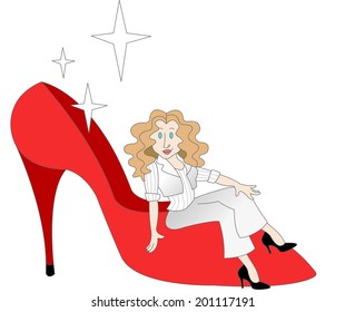 The view of woman in a red shoe 