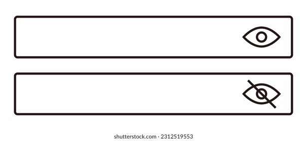 Viewable and hidden password input box icon set. Vector.