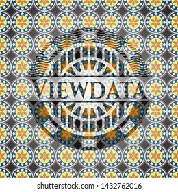 Viewdata arabic badge. Arabesque decoration.