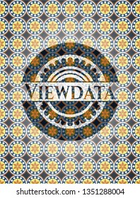 Viewdata arabic style emblem. Arabesque decoration.
