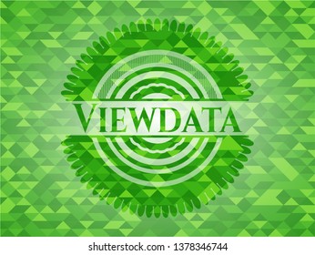 Viewdata green emblem. Mosaic background