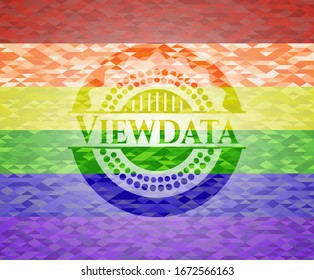 Viewdata on mosaic background with the colors of the LGBT flag