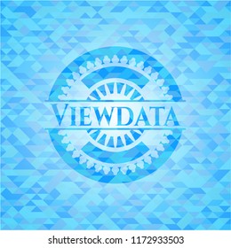 Viewdata realistic sky blue emblem. Mosaic background