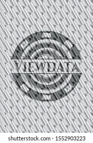 Viewdata silver shiny emblem. Scales pattern. Vector Illustration. Detailed.