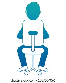 viewed back businessman sitting on office chair