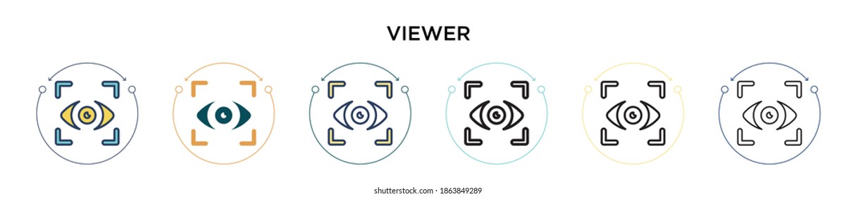 Viewer icon in filled, thin line, outline and stroke style. Vector illustration of two colored and black viewer vector icons designs can be used for mobile, ui, web