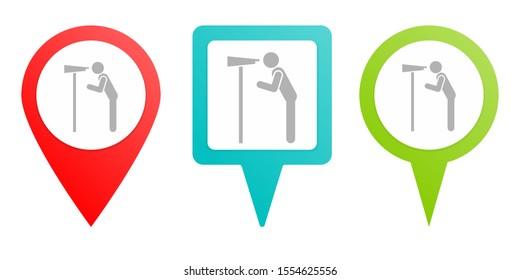 Viewer pin icon. Multicolor pin vector icon