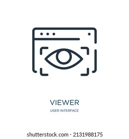 viewer thin line icon. view, digital linear icons from user interface concept isolated outline sign. Vector illustration symbol element for web design and apps.