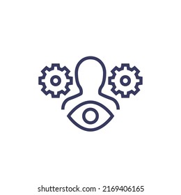 visualizador, icono de línea de configuración de audiencia en blanco
