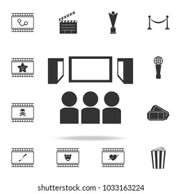 viewers in the cinema icon. Set of cinema  element icons. Premium quality graphic design. Signs and symbols collection icon for websites, web design, mobile app on white background