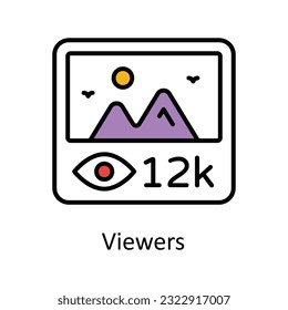 Viewers Filled Outline Icon Design illustration. Online Steaming Symbol on White background EPS 10 File
