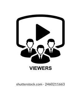 Viewers icon. Eye with video player icon isolated on background vector illustration.