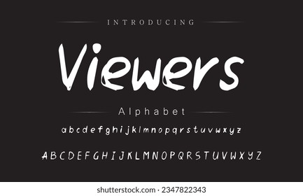 Viewers vector brush style font, alphabet, typeface