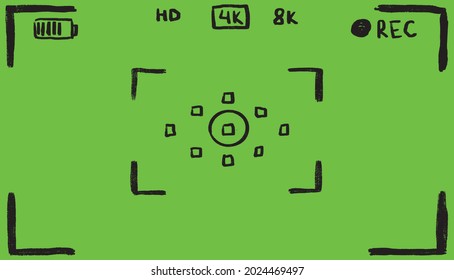 Viewfinder camera app sketch icon. Doodle shutter device 4K ui interface.
