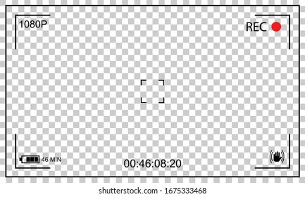 Viewfinder camera frame record, area focus recording, template transparent background vector EPS 10