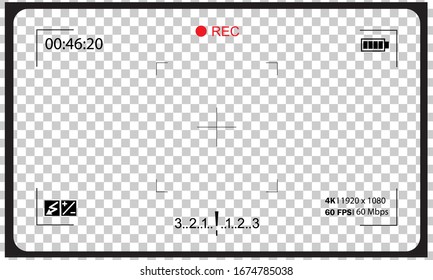 Viewfinder camera recorder, focus area camera. Template background vector EPS 10
