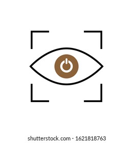 viewfinder eye vector icon symbol. On off Eye in camera focus. Stock vector illustration isolated on white background.