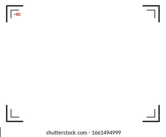 Viewfinder frame of the VCR digital display. Camera vector frame. Vector illustration isolated on a white background