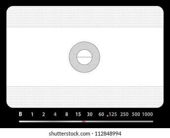 viewfinder of a a panorama camera with marks for panorama format