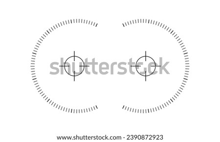 Viewfinder scale of binoculars, sniper weapon, military optic. Graphic distance chart isolated on white background. Digital screen point of view. Vector graphic illustration