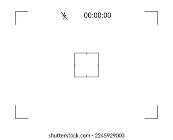 Viewfinder vector template frame with focus, time for camera. Vector white background.