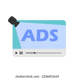 Viewing ads. Video player with ads. Advertising in the player. Commercial break