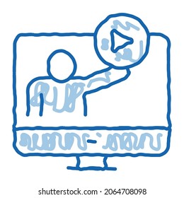 viewing in computer mode sketch icon vector. Hand drawn blue doodle line art viewing in computer mode sign. isolated symbol illustration
