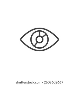 Viewing content line icon. linear style sign for mobile concept and web design. An eye outline vector icon. Symbol, logo illustration. Vector graphics