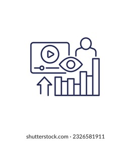 Views analytics and metrics line icon