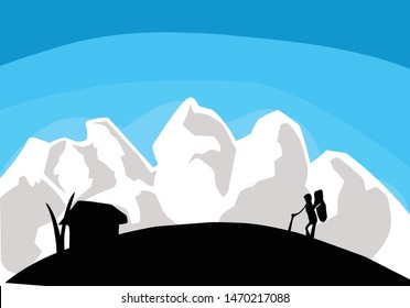 views of the hills between peaks and snow in winter