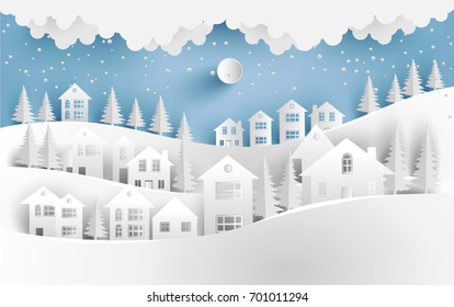 Вид на дом зимой. Художественная бумага и ремесла