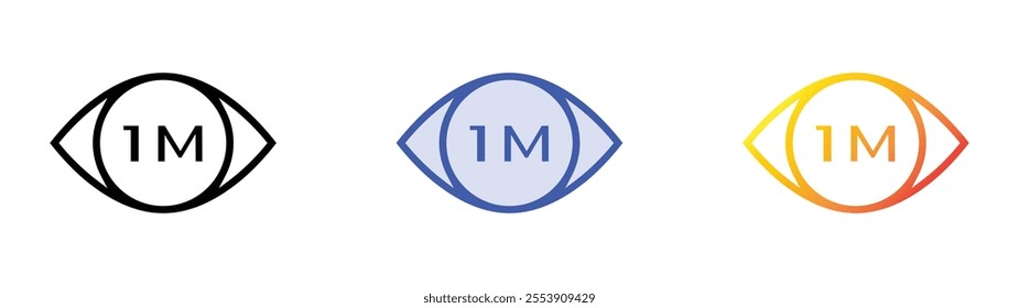 views icon. Linear, Blue Fill and Gradient Style Design Isolated On White Background